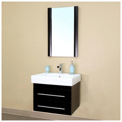 Bellaterra Home 24.25 In Single Wall Mount Style Sink Solid Wood Bathroom Vanity Black 203102-S