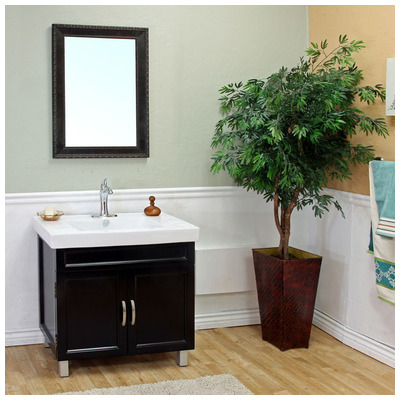 Bellaterra Home 31.5 In Single Sink Solid Wood Bathroom Vanity Black 203131-B