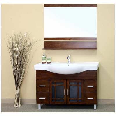 Bellaterra Home 48 In Single Sink Solid Wood Bathroom Vanity Walnut 203138