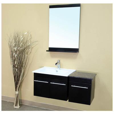 Bellaterra Home 39.4 In Single Wall Mount Style Sink Solid Wood Bathroom Vanity Black 203172-SET