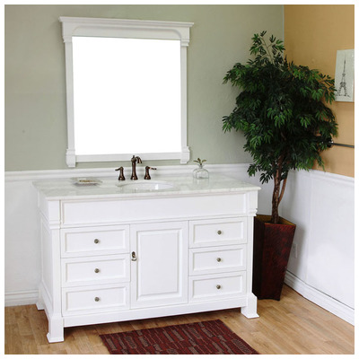 Bellaterra Home 60 In Single Sink Solid Wood Bathroom Vanity White 205060-S-WH