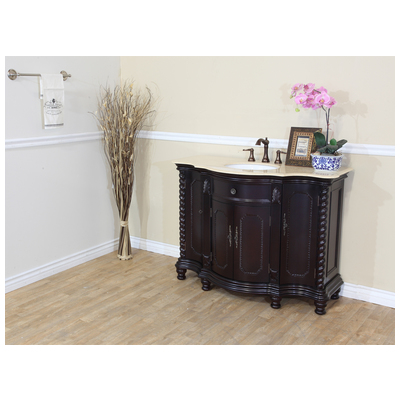 Bellaterra Home 48 In Single Sink Solid Wood Bathroom Vanity Dark Mahogany-creama Marfil 600161-DM-CM