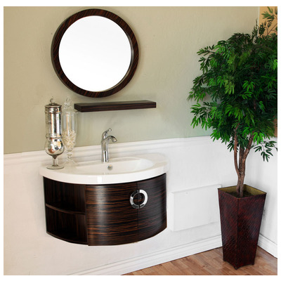 Bellaterra Home 34 In Single Solid Wood Bathroom Vanity Ebony-zebra 804338