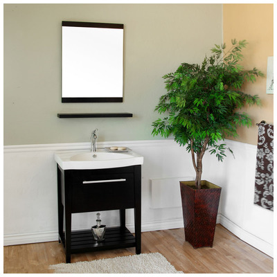 Bellaterra Bathroom Vanities, Single Sink Vanities, Under 30, Black, Vitreous China, Wood, 609456811507, 804353