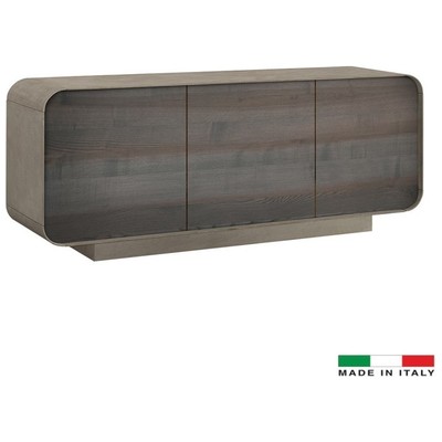 Bellini Modern Living Concrete / Gray Ash 3 Doors Sideboard Wih Mdf Concrete Structure And Plinth, Solid Ash Doors Must Be Crated ICON SB