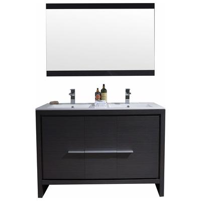 Blossom 48 Inch Bathroom Vanity with Ceramic Double Sinks & Mirror - Silver Grey 014 48 16D C M