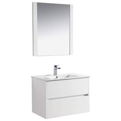 Blossom 30 Inch Bathroom Vanity with Ceramic Sink & Mirror - White 016 30 01 C M