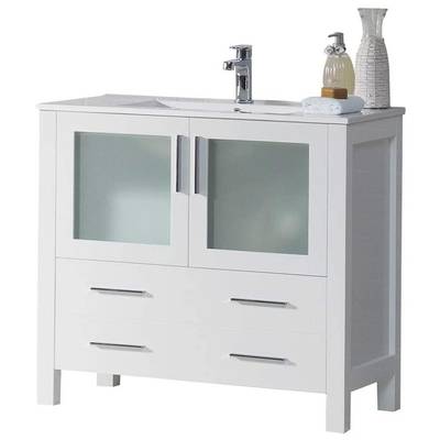 Blossom Bathroom Vanities, 30-40, Modern, White, Cabinets Only, Modern, 842708103184, V8001 36 01