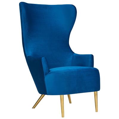 Contemporary Design Furniture Chairs, Blue,navy,teal,turquiose,indigo,aqua,SeafoamGold, Accent Chairs,Accent, Navy, Velvet,Wood, Accent Chairs, 806810359525, CDF-A2045-N