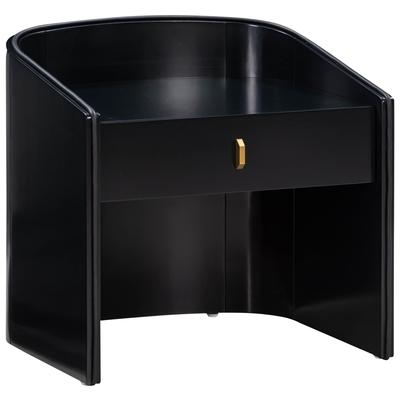 Contemporary Design Furniture Night Stands, Black, Acacia,MDF, Nightstands, 793580628923, CDF-B54250,Smal (Under 23 in.),Standard (21 - 29 in.)