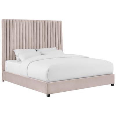 Contemporary Design Furniture Arabelle Blush Velvet Bed in Queen  CDF-B6177