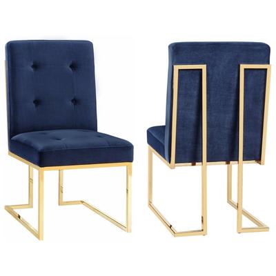 Contemporary Design Furniture Akiko Navy Velvet Chair - Set of 2  CDF-D2051