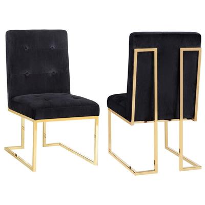 Contemporary Design Furniture Akiko Black Velvet Chair - Set of 2  CDF-D2052