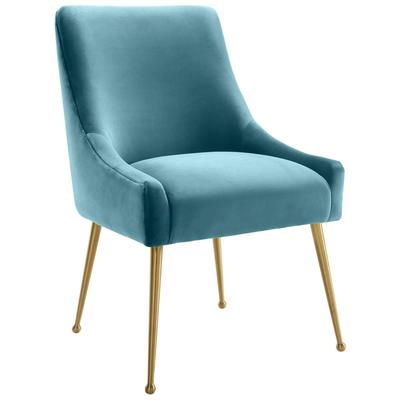 Contemporary Design Furniture Beatrix Sea Blue Velvet Side Chair  CDF-D6168