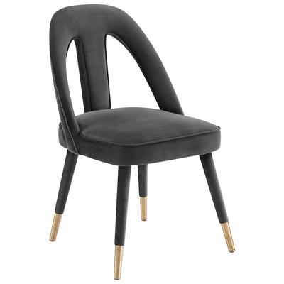 Contemporary Design Furniture Petra Dark Grey Velvet Side Chair  CDF-D6365