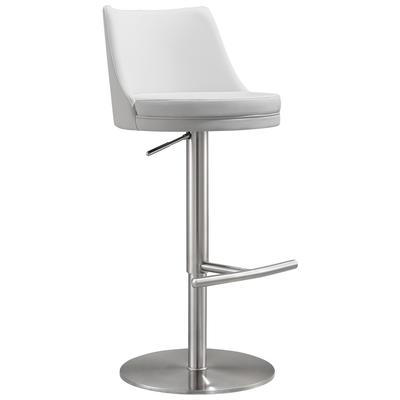 Contemporary Design Furniture Chairs, Silver,White,snow, Stools,Stool, White, MDF,Stainless Steel,Vegan Leather, Stools, 793580615053, CDF-D68302