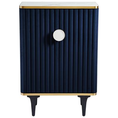 Contemporary Design Furniture Cordoba Navy Velvet Bar Cabinet  CDF-D68441