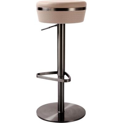 Contemporary Design Furniture Astro Cafe au Lait Woven Vegan Leather Adjustable Stool  CDF-D68620