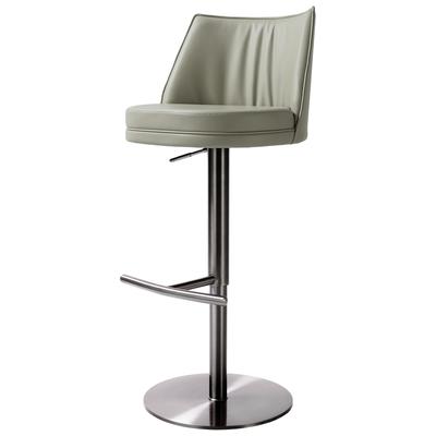 Contemporary Design Furniture Gala Light Grey Vegan Leather on Black Adjustable Stool  CDF-D68623