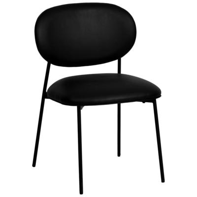 Contemporary Design Furniture McKenzie Black Vegan Leather Stackable Dining Chair - Set of 2  CDF-D68700
