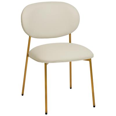 Contemporary Design Furniture McKenzie Cream Vegan Leather Stackable Dining Chair - Set of 2  CDF-D68702