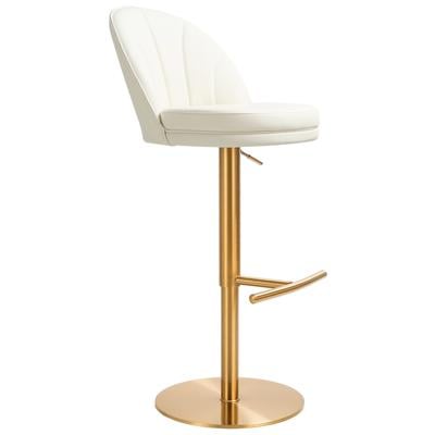 Contemporary Design Furniture Venus Cream and Gold Adjustable Swivel Stool  CDF-D68827
