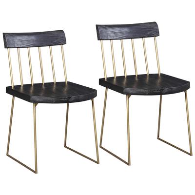 Contemporary Design Furniture Chairs, Black,ebony, Matte Black with Brush Brass, Pine Wood, Dining Chairs, 641676979858, CDF-G5481