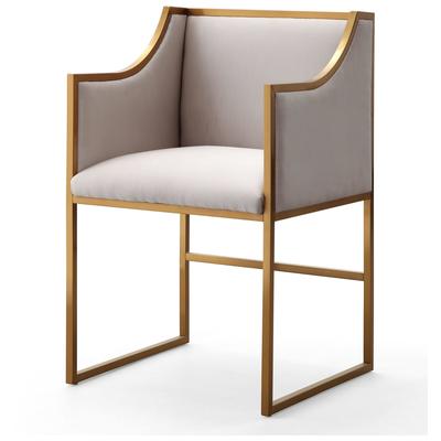 Contemporary Design Furniture Atara Cream Velvet Gold Chair  CDF-L6122