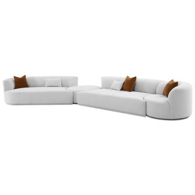 Contemporary Design Furniture Fickle Grey Velvet 4-Piece Modular LAF Sectional  CDF-L6866-G-SEC2L