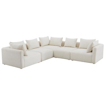 Contemporary Design Furniture Hangover Cream Boucle 5-Piece Modular L-Sectional  CDF-L68787-SEC2