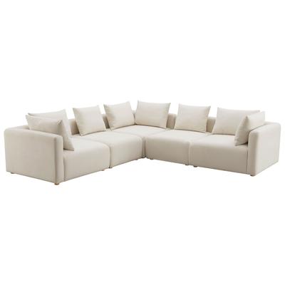 Contemporary Design Furniture Hangover Cream Linen 5-Piece Modular L-Sectional  CDF-L68788-SEC2