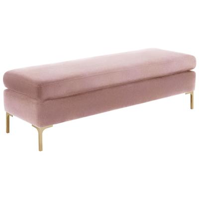 Contemporary Design Furniture Ottomans and Benches, Gold,Pink,Fuchsia,blush, Blush, Stainless Steel,Velvet,Wood, Benches, 806810358771, CDF-O6266