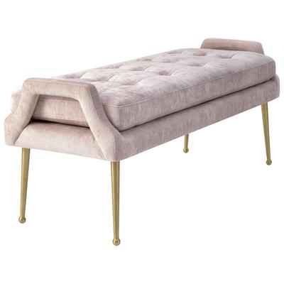 Contemporary Design Furniture Eileen Slub Velvet Blush Bench  CDF-OC119