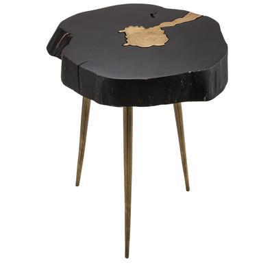 Contemporary Design Furniture Timber Black and Brass Side Table  CDF-OC18169