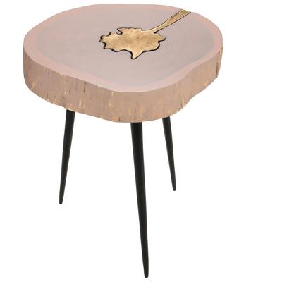 Contemporary Design Furniture Timber Pink and Brass Side Table  CDF-OC18170