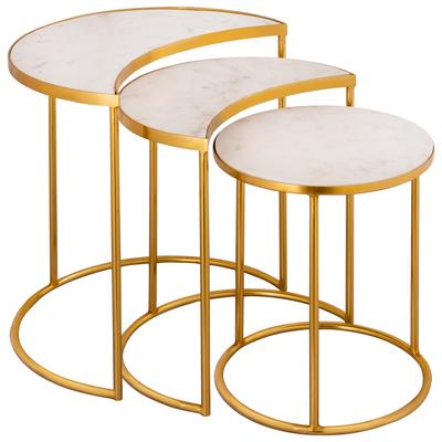 Contemporary Design Furniture Accent Tables, Metal Tables,metal,aluminum,ironAccent Tables,accentNested Tables,nesting,stackingSide Tables,side, Gold, Iron, Side Tables, 793611831605, CDF-OC18310