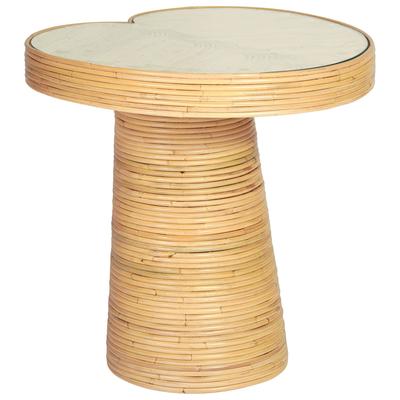 Contemporary Design Furniture Accent Tables, Natural, Glass,Rattan Veneer,Wood, Side Tables, 793580627773, CDF-OC21019