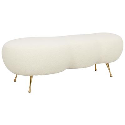 Contemporary Design Furniture Ottomans and Benches, Beige,Cream,beige,ivory,sand,nudeGold,Green,emerald,teal, Beige, Faux Sheepskin,Metal,Pine, Benches, 793611831094, CDF-OC6431