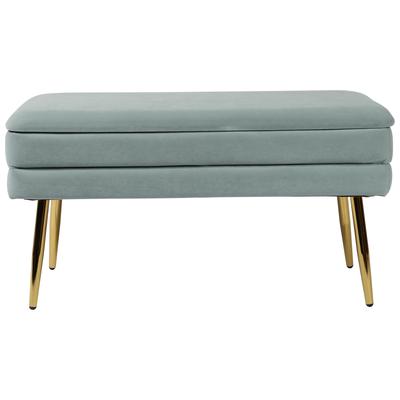Contemporary Design Furniture Ziva Sea Blue Velvet Storage Bench  CDF-OC6466