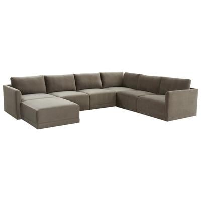 Contemporary Design Furniture Willow Taupe Modular Large Chaise Sectional  CDF-REN-L03110-SEC5