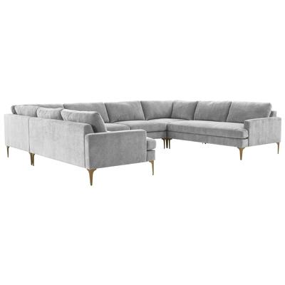 Contemporary Design Furniture Serena Gray Velvet U-Sectional  CDF-REN-L05130-SEC3