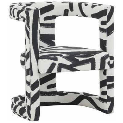 Contemporary Design Furniture Ada Velvet Chair in Black Brushstroke Pattern  CDF-S44182