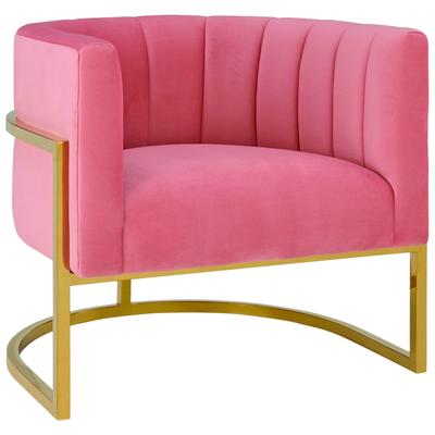 Contemporary Design Furniture Magnolia Rose Pink Velvet Chair  CDF-S6427