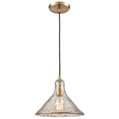 Elk Lighting Hand Formed Glass 1-light Mini Pendant In Satin Brass With Champagne-plated Hand-formed Glass 10486/1