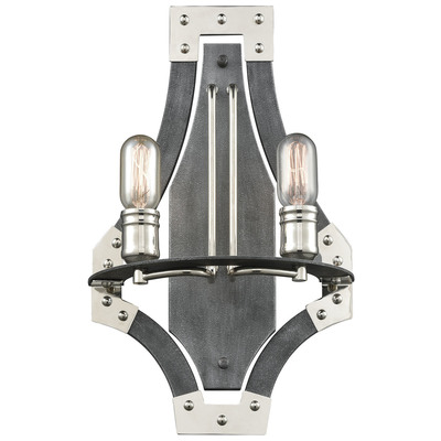 Elk Lighting Riveted Plate 2-light Sconce In Silverdust Iron And Polished Nickel 15230/2