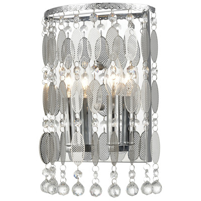 Elk Lighting Chamelon 2-light Sconce In Polished Chrome With Perforated Stainless And Clear Crystal 15380/2
