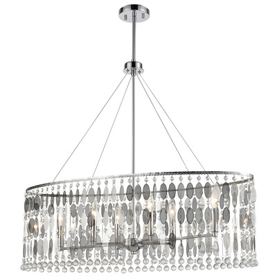 Elk Lighting Chamelon 6-light Island Light In Polished Chrome With Perforated Stainless And Clear Crystal 15383/6