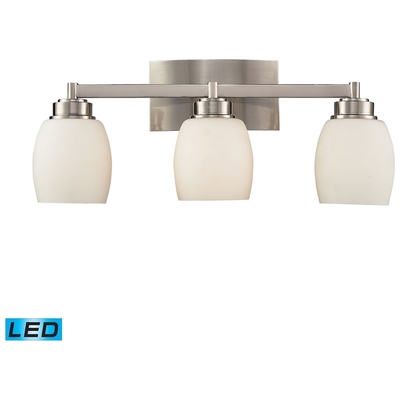 Elk Lighting Northport 3-light Vanity Lamp In Satin Nickel With Opal Glass - Includes Led Bulbs 17102/3-LED
