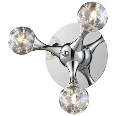 Elk Lighting Molecular 3-light Wall Lamp In Polished Chrome With Rainbow Glass 30008/3