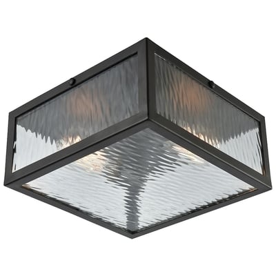 Elk Lighting Placid 2 Light Flush In Oil Rubbed Bronze With Clear Ripple Glass 31785/2